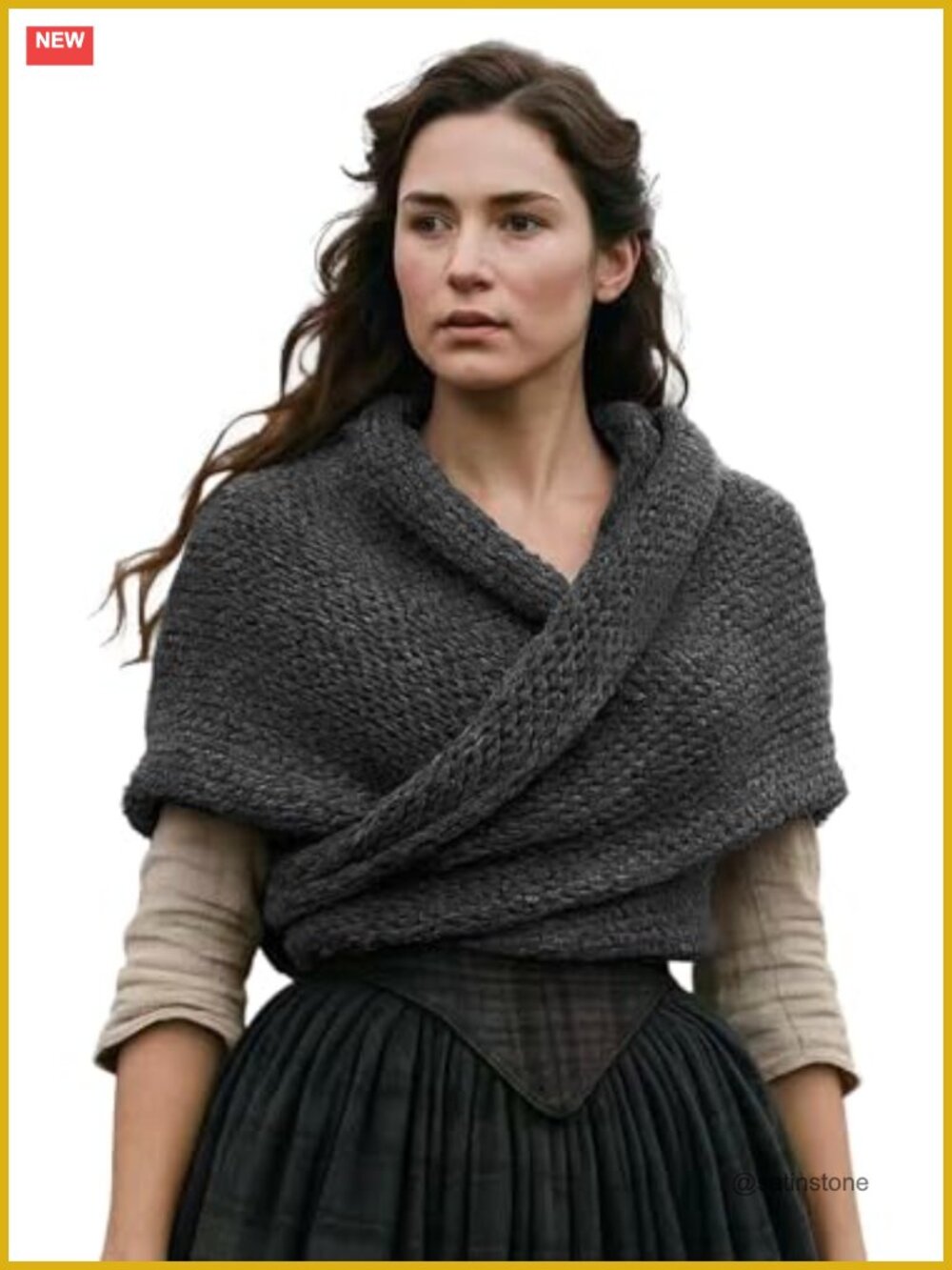 Knitted Sontag Shawl Medieval Triangle Sweater Wrap, Celtic Inspired